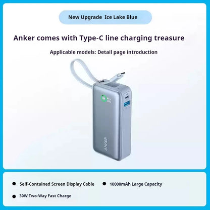 ANKER Nano 10000Mah Power Bank 30W PD Fast Charge with Type C Cable Portable External Battery Mobile Powerbank for Iphone16