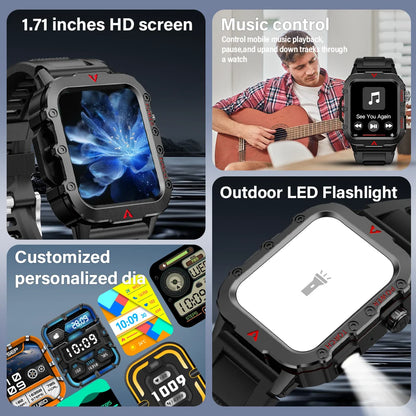 Nuevo reloj inteligente para hombre con linterna LED, diseñado para deportes al aire libre, con monitoreo de la salud.