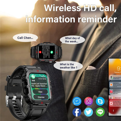 Nuevo reloj inteligente para hombre con linterna LED, diseñado para deportes al aire libre, con monitoreo de la salud.