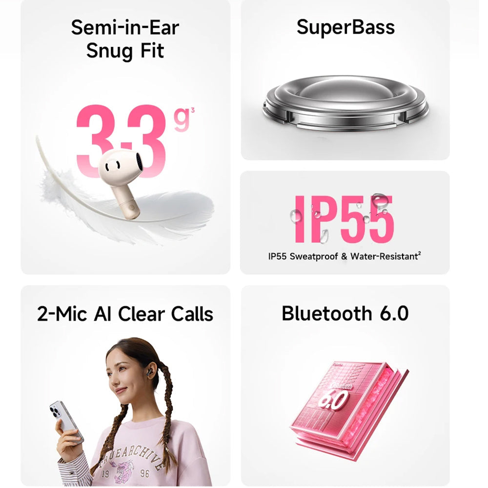 Baseus Bass BS2 Lite – Auriculares Inalámbricos Bluetooth 6.0