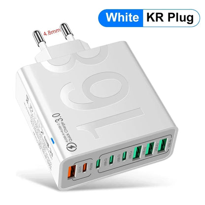Total 150W 8 Ports USB C Charger Fast Charging PD Mobile Phone Quick Charger 3.0 Wall Adapter for Iphone Samsung Xiaomi Huawei