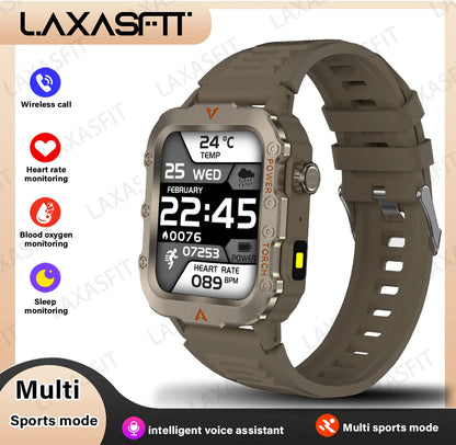 Nuevo reloj inteligente para hombre con linterna LED, diseñado para deportes al aire libre, con monitoreo de la salud.