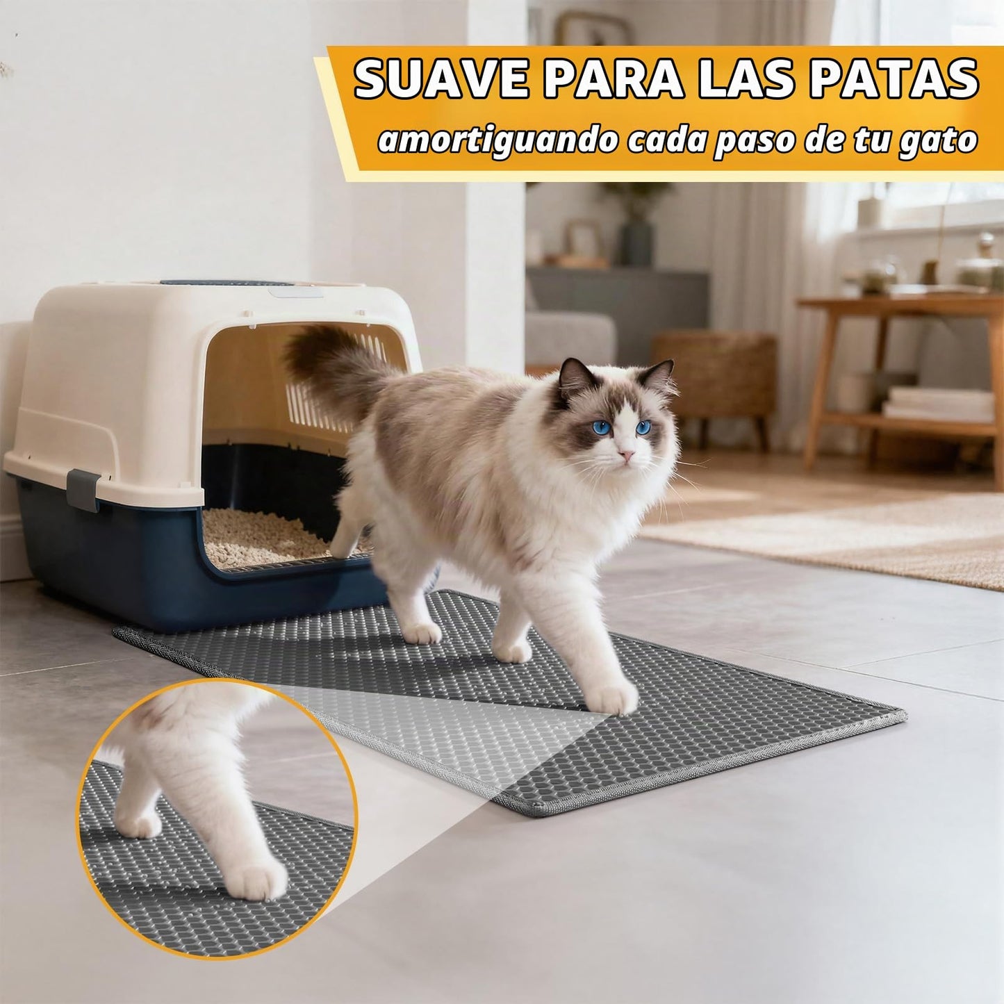 Alfombra Recolectora de Arena para Arenero de Gatos 60x40