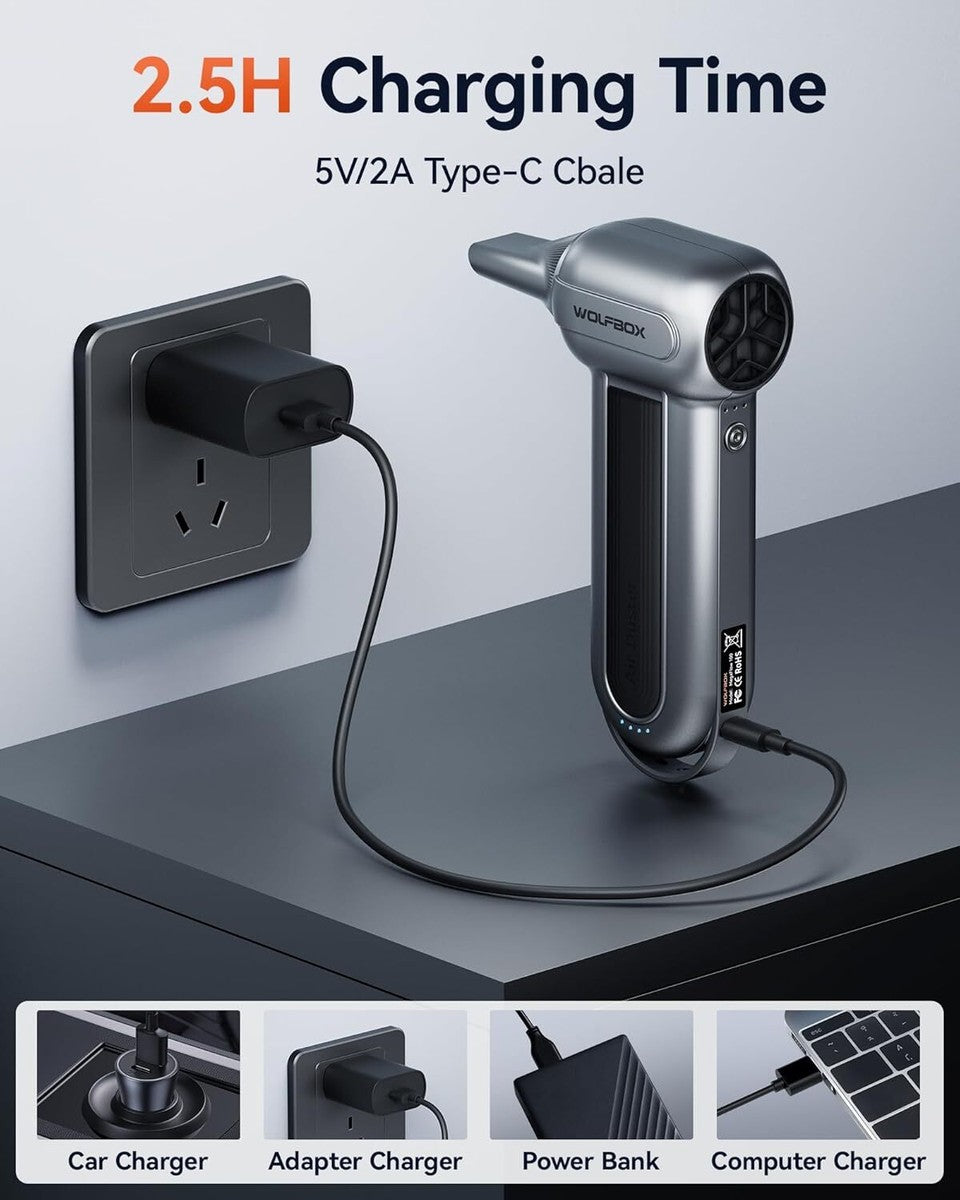 WOLFBOX MF100 – Soplador de Aire Eléctrico Recargable