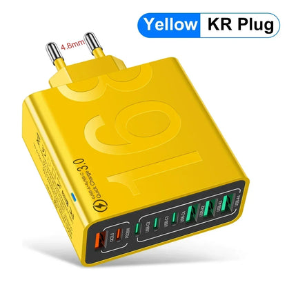 Total 150W 8 Ports USB C Charger Fast Charging PD Mobile Phone Quick Charger 3.0 Wall Adapter for Iphone Samsung Xiaomi Huawei