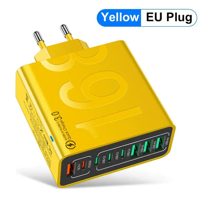 Total 150W 8 Ports USB C Charger Fast Charging PD Mobile Phone Quick Charger 3.0 Wall Adapter for Iphone Samsung Xiaomi Huawei
